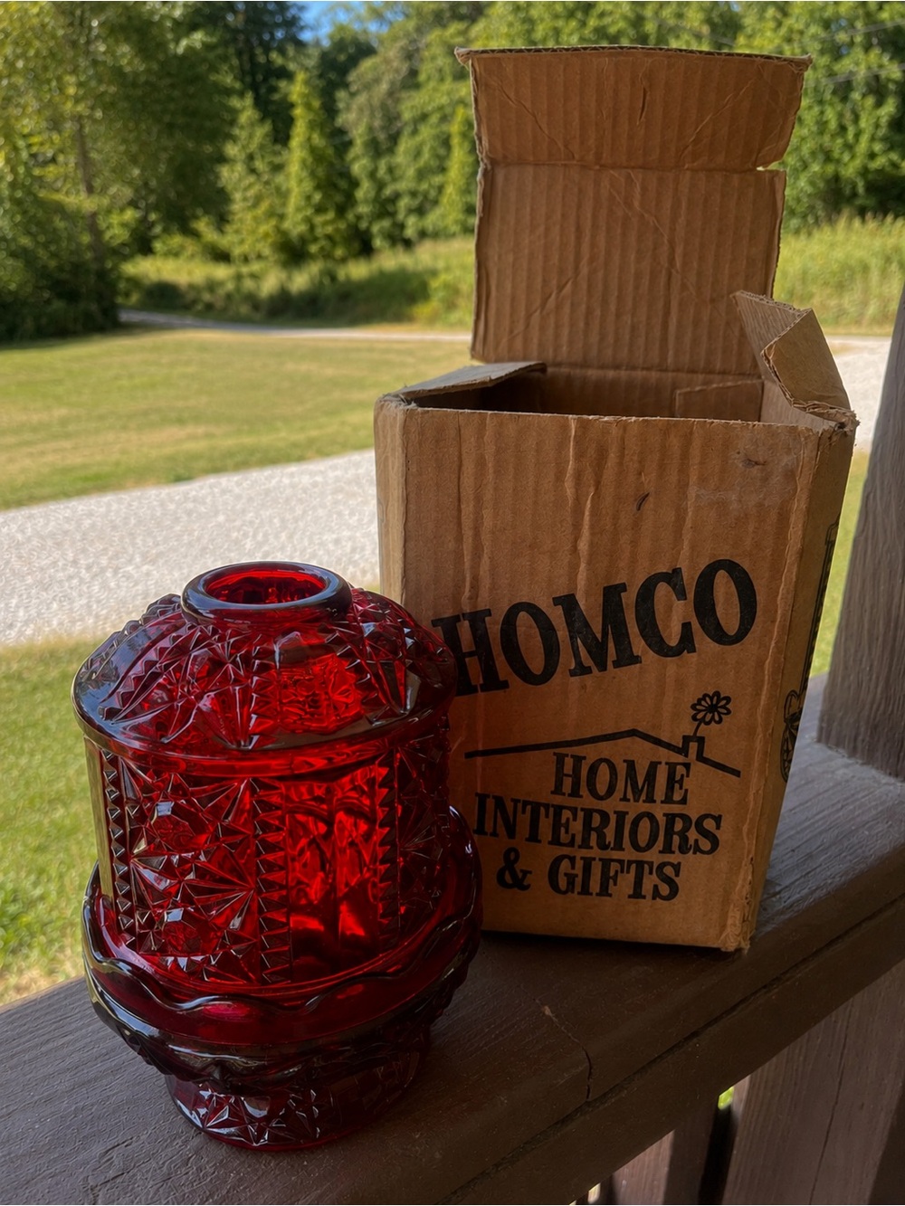 Vintage red ruby fairy lamp